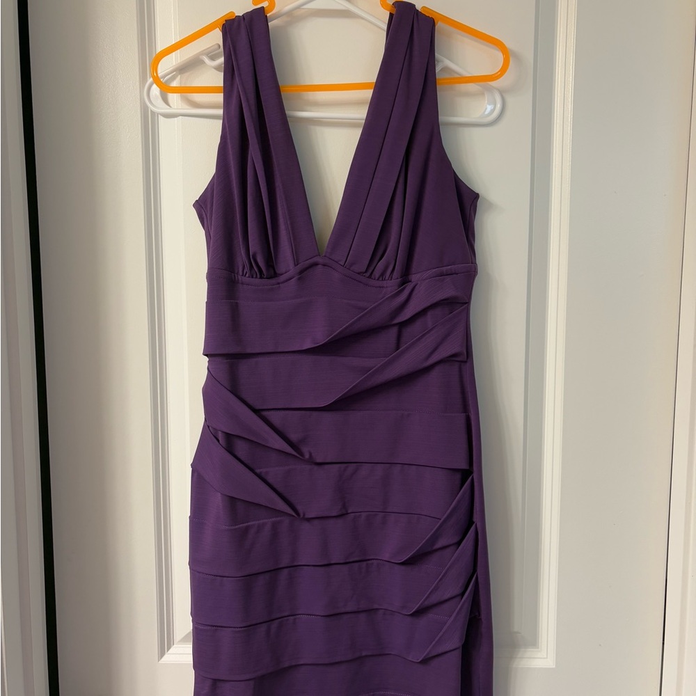 Windsor Purple Mini Dress Plunge Neckline